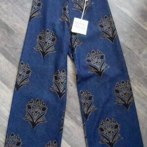 NWT SZ Blockprints Palladio Denim Disco Pants Sz Lg